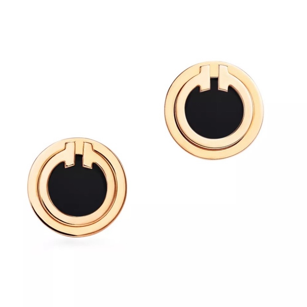 Tiffany & Co. Gold and Black Earrings - Picture 2 of 2